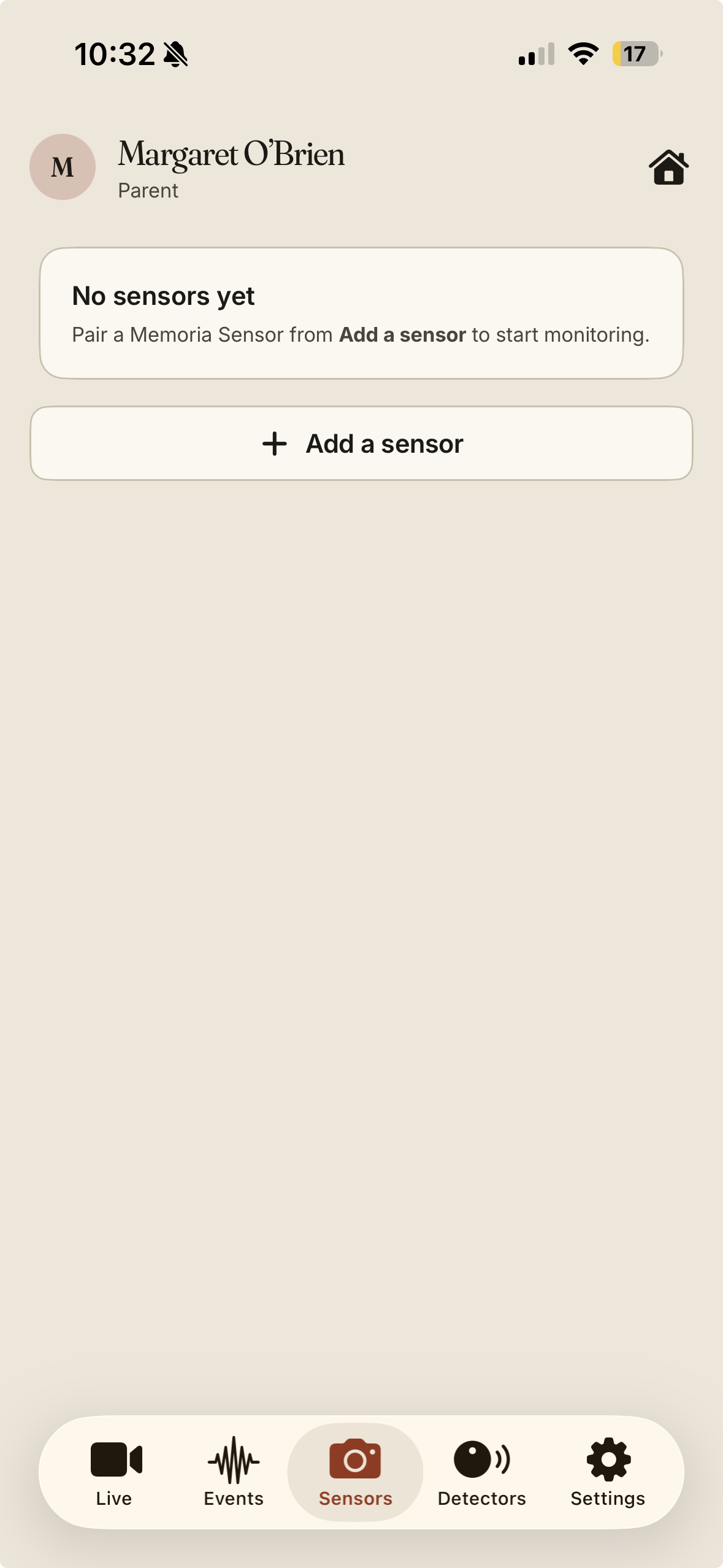 Sensors tab — Add a sensor