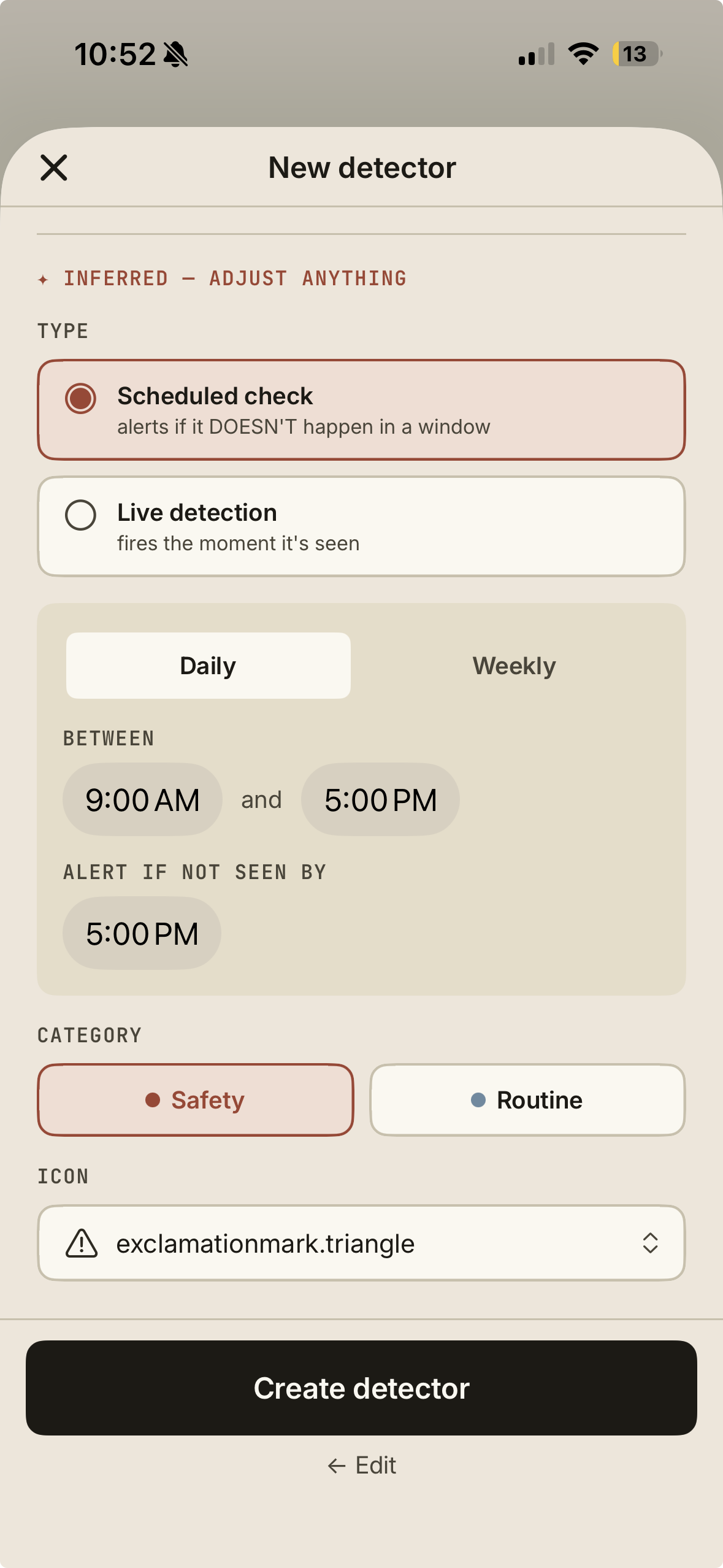 Memoria infers the schedule — adjust anything